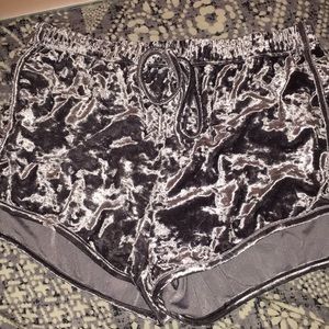 Silver velvet shorts